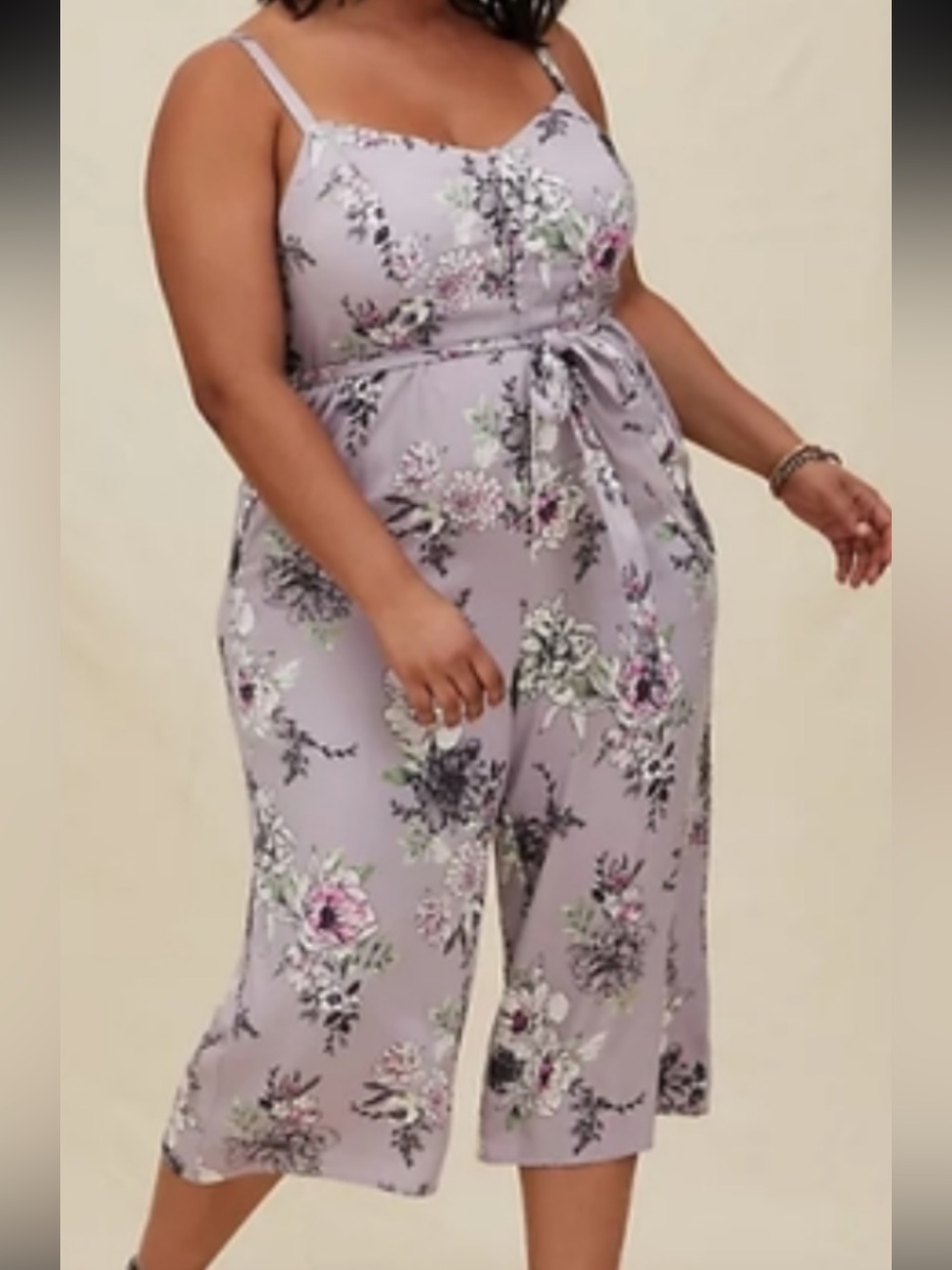 torrid Lavender Floral Tie-Waist Wide-Leg Jumpsuit